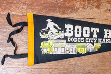 Load image into Gallery viewer, Dodge City Kansas Black Felt Pennant Vintage Wall Hanging Decor - Eagle&#39;s Eye Finds
