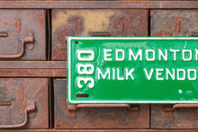 Load image into Gallery viewer, Edmonton Alberta 1971 Milk Vendor License Plate Vintage Green Canada Wall Decor - Eagle&#39;s Eye Finds
