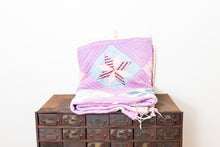 Load image into Gallery viewer, Eight Point Star Hand Stitched Quilt Vintage Purple Patchwork Farmhouse Decor - Eagle&#39;s Eye Finds
