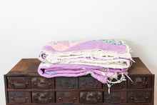 Load image into Gallery viewer, Eight Point Star Hand Stitched Quilt Vintage Purple Patchwork Farmhouse Decor - Eagle&#39;s Eye Finds
