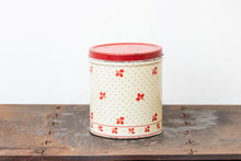 Load image into Gallery viewer, Empeco Canister Tin Chic Kitchen Storage Decor Vintage Red Polka Dots and Leaves - Eagle&#39;s Eye Finds
