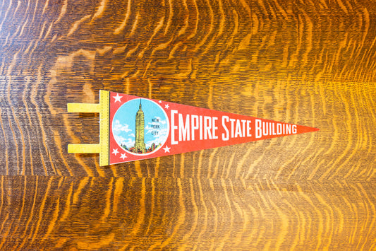 Empire State Building New York Red Felt Pennant Vintage Retro Wall Decor