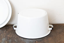 Load image into Gallery viewer, Tall Enamelware Handled Pot with Lid Vintage Black and White Kitchen Decor Accent - Eagle&#39;s Eye Finds
