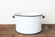 Load image into Gallery viewer, Enamelware Stockpot Vintage Black and White Kitchen Decor Accent - Eagle&#39;s Eye Finds
