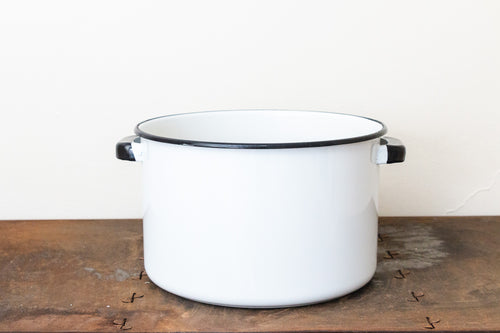 Enamelware Stockpot Vintage Black and White Kitchen Decor Accent - Eagle's Eye Finds