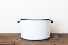 Load image into Gallery viewer, Enamelware Stockpot Vintage Black and White Kitchen Decor Accent - Eagle&#39;s Eye Finds
