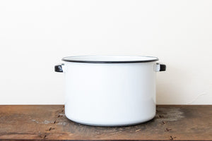 Enamelware Stockpot Vintage Black and White Kitchen Decor Accent - Eagle's Eye Finds