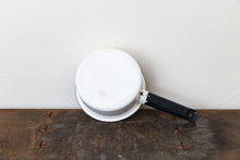 Load image into Gallery viewer, Enamelware Small Sauce Pan Pot Vintage Black and White Kitchen Decor Accent - Eagle&#39;s Eye Finds
