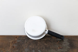 Enamelware Small Sauce Pan Pot Vintage Black and White Kitchen Decor Accent - Eagle's Eye Finds