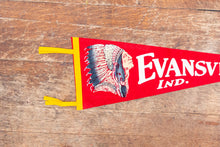 Load image into Gallery viewer, Evansville Indiana Native American Felt Pennant Vintage Red Wall Decor Americana
