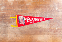 Load image into Gallery viewer, Evansville Indiana Native American Felt Pennant Vintage Red Wall Decor Americana
