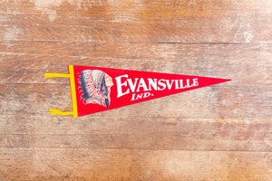 Evansville Indiana Native American Felt Pennant Vintage Red Wall Decor Americana