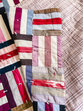 Load image into Gallery viewer, Fence Rail Strip Quilt Vintage  Hand Stitched Farmhouse Decor

