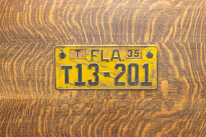 Florida 1935 License Plate Vintage Yellow Classic Car Decor T13-201