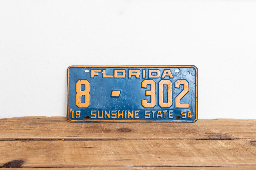 Florida 1954 License Plate Sunshine State Vintage Orange and Blue Wall Decor - Eagle's Eye Finds