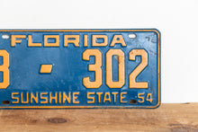 Load image into Gallery viewer, Florida 1954 License Plate Sunshine State Vintage Orange and Blue Wall Decor - Eagle&#39;s Eye Finds
