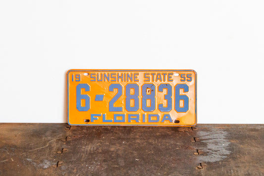 1955 Florida License Plate Orange Blue Vintage Wall Decor 6-28836