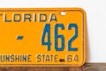 Load image into Gallery viewer, 1964 Florida License Plate Orange Blue Vintage 9GH-462 DMV Clear YOM
