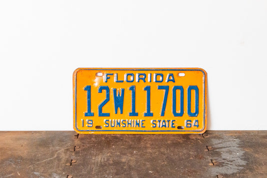 1964 Florida License Plate Vintage  DMV Clear YOM 12W11700