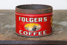 Load image into Gallery viewer, Folger&#39;s Coffee Tin Small Vintage Red Mid-Century Advertising Tin - Eagle&#39;s Eye Finds
