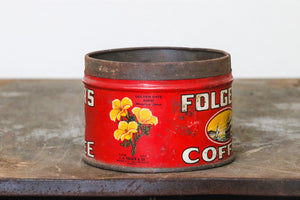 Folger's Coffee Tin Small Vintage Red Mid-Century Advertising Tin - Eagle's Eye Finds