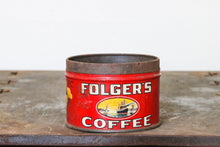 Load image into Gallery viewer, Folger&#39;s Coffee Tin Small Vintage Red Mid-Century Advertising Tin - Eagle&#39;s Eye Finds
