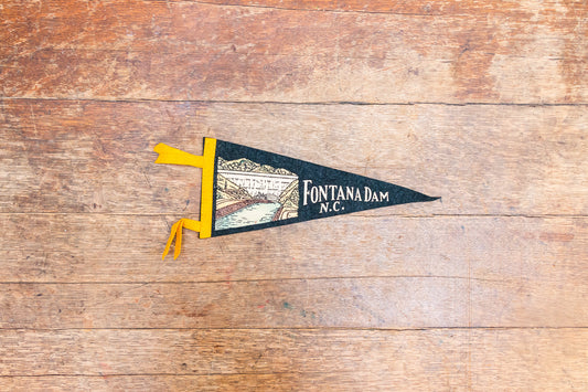 Fontana Dam NC Felt Pennant Vintage Black North Carolina Wall Decor
