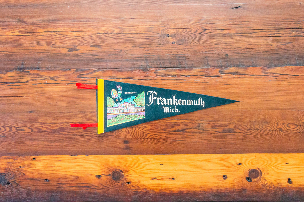 Frankenmuth Michigan Felt Pennant Vintage Black Wall Decor