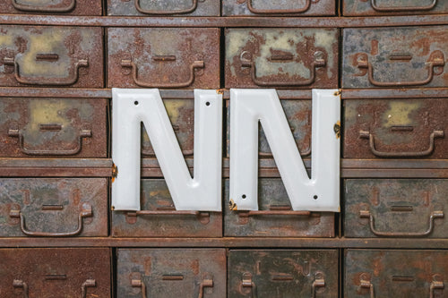 Gray Letter N Porcelain Vintage Wall Hanging Decor Initials Name Letter - Eagle's Eye Finds