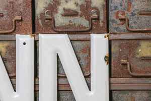 Gray Letter N Porcelain Vintage Wall Hanging Decor Initials Name Letter - Eagle's Eye Finds