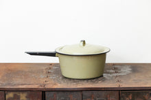 Load image into Gallery viewer, Enamelware Sauce Pan Pot Vintage Green and Black Kitchen Decor Accent - Eagle&#39;s Eye Finds
