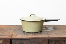 Load image into Gallery viewer, Enamelware Sauce Pan Pot Vintage Green and Black Kitchen Decor Accent - Eagle&#39;s Eye Finds
