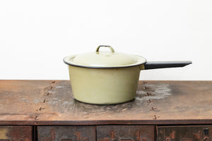 Enamelware Sauce Pan Pot Vintage Green and Black Kitchen Decor Accent - Eagle's Eye Finds