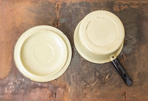 Enamelware Sauce Pan Pot Vintage Green and Black Kitchen Decor Accent - Eagle's Eye Finds