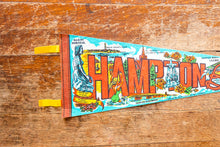 Load image into Gallery viewer, Hampton Beach New Hampshire Blue Felt Pennant Vintage Retro Wall Decor
