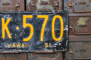 Hawaii 1951 License Plate Vintage Kauai Wall Hanging Decor 8K-570 - Eagle's Eye Finds