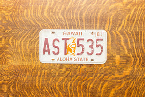 1981 Hawaii Kamehameha License Plate Vintage Wall Decor