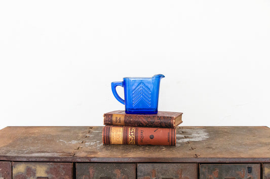 Hazel Atlas Cobalt Blue Creamer Pitcher Vintage Blue Glass