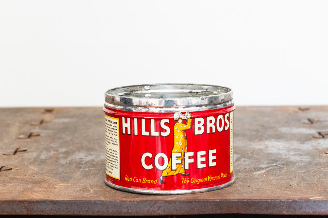 Hills Bros Coffee Small Tin Can Vintage Kitchen Storage Decor - Eagle's Eye Finds