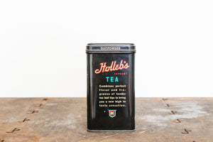 Holleb's Tea Tin Vintage Black Mid-Century Advertising Can - Eagle's Eye Finds
