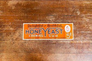 Honey Yeast Gum Paper Sign Vintage Orange Advertising Ephemera Wall Decor NOS