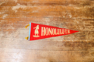 Honolulu Hawaii Felt Pennant Vintage Red Wall Decor