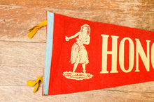 Load image into Gallery viewer, Honolulu Hawaii Felt Pennant Vintage Red Wall Decor
