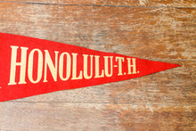 Load image into Gallery viewer, Honolulu Hawaii Felt Pennant Vintage Red Wall Decor
