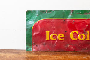 Coca-Cola Ice Cold Sign Vintage Coke Embossed Red and Green Wall Decor - Eagle's Eye Finds