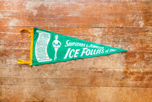 Load image into Gallery viewer, 1960 Ice Follies Vintage Green Pennant Winter Holiday Wall Decor
