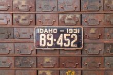 Load image into Gallery viewer, Idaho 1931 License Plate Vintage Black Wall Hanging Decor - Eagle&#39;s Eye Finds
