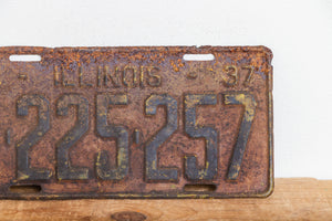 Illinois 1937 Rusty License Plate Vintage Brown Wall Hanging Decor 1-225-257 - Eagle's Eye Finds