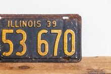 Load image into Gallery viewer, Illinois 1939 License Plate Vintage Black Wall Hanging Decor 653-670 - Eagle&#39;s Eye Finds
