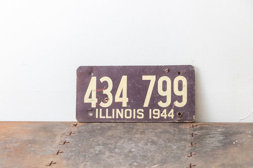 Illinois 1944 Fiberboard License Plate Vintage Brown Wall Hanging Decor 434-799 - Eagle's Eye Finds